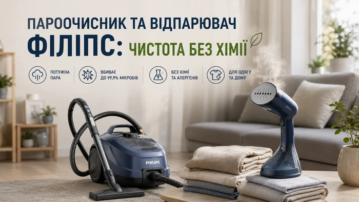 Пароочисник та відпарювач Філіпс: чистота без хімії