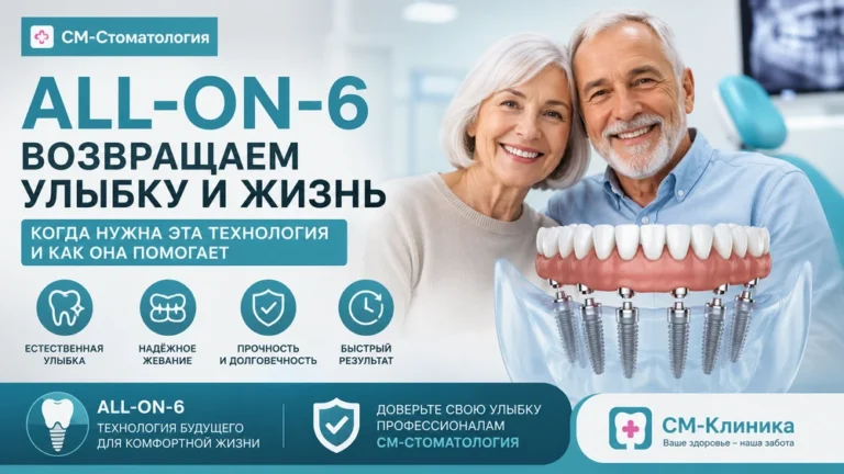 Имплантация All-on-6: когда нужна эта технология и как она помогает вернуть улыбку